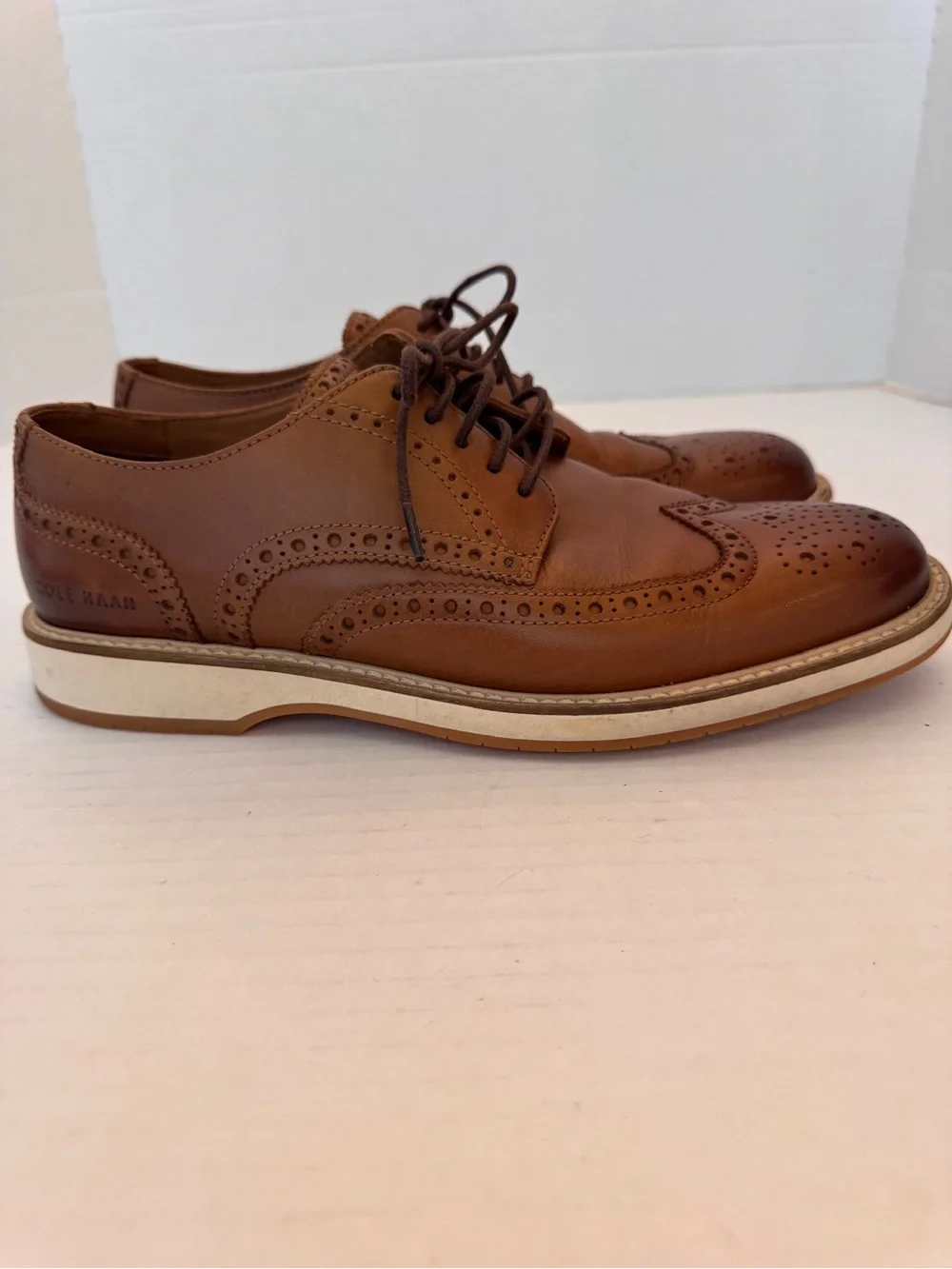 Cole Haan Men's Morse Grand Wingtip Oxford Shoes Chestnut Brown Size 8.5 Sneaker